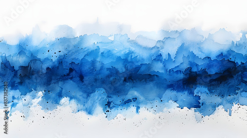 Sky blue watercolor paint wash stain on  isolated on white background, isometry, png  © Pixel Prophet