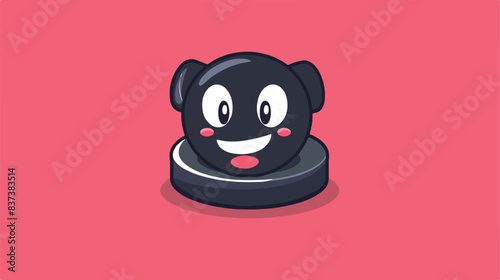 Hockey puck cartoon with very excited pose  cute style © Photo