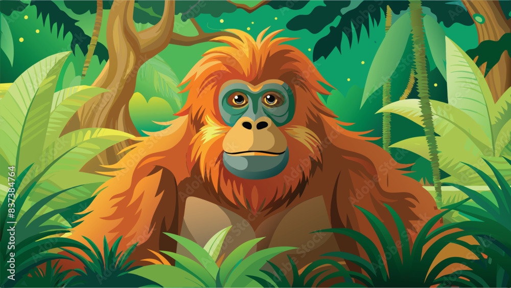 Obraz premium Orangutan Monkeys in its Natural Habitat-