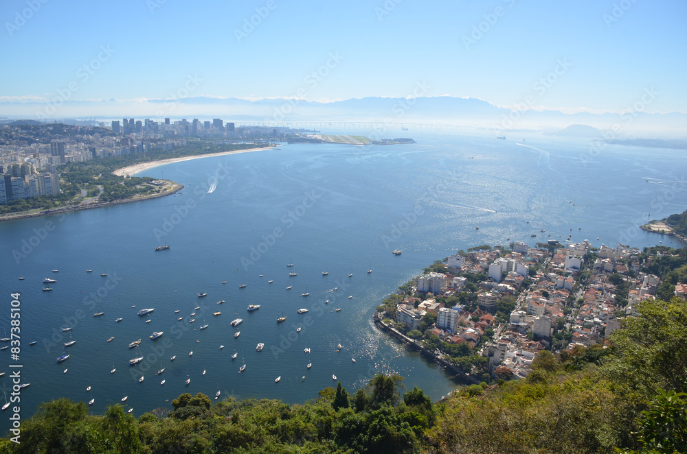Wide urban panoramic view of the village of Urca from Sugarloaf Mountain (Sugarloaf Mountain) - Rio de Janeiro, Brazil