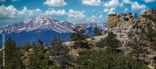 Pikes Peak from Pulpit Rock Trail, Colorado Springs, Colorado, USA