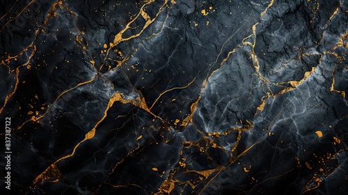 Abstract marble background fluid art black, gold colours background. AI generated illustration photo