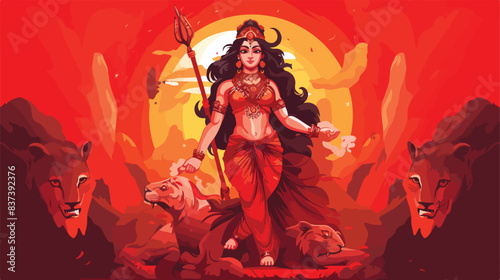 Indian God shri Druga in Happy Durga Puja Subh Navr