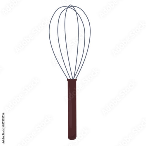 whisking Balloon whisk for mixing and whisking . Vector stock illustration of a kitchen tool for chocolatier. Isolated on a white background.