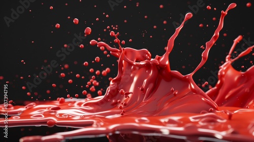 Thick red melted wax that appears transparent. Generative AI system. photo