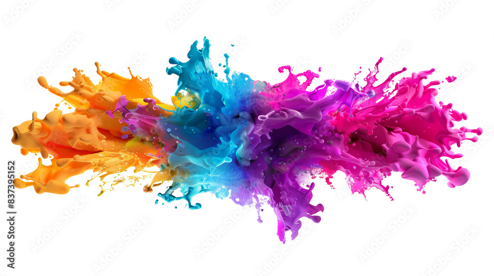 Fototapeta premium Colorful paint explosion. Clipart with a transparent background for design