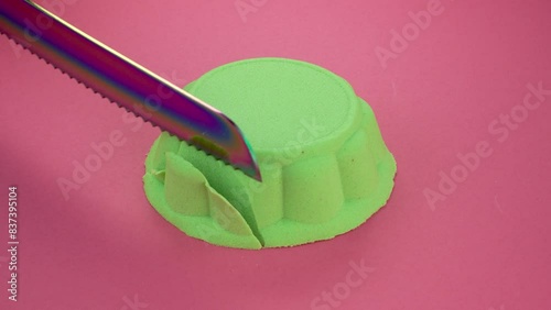 
Very Satisfying and Relaxing Kinetic Sand ASMR video. Cutting anti stress macro close up colorful Kinetic Sand with a Knife. ASMR sounds.
 photo