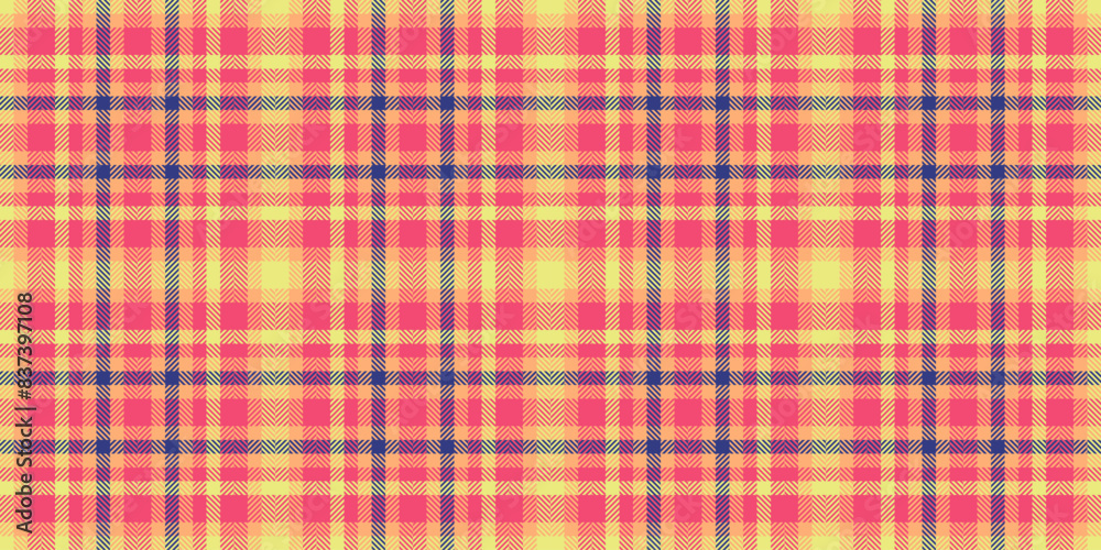 Fototapeta premium Grand fabric seamless vector, covering texture pattern background. Complexity check tartan plaid textile in red and orange colors.