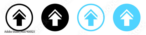swipe up icon button. Scroll arrow up icon sign - upload icon button, send, export icons