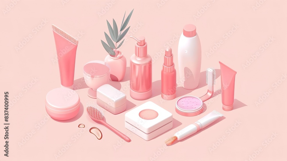 Skincare routine, with illustrations of a person performing a skincare routine, including cleansing, toning, and moisturizing. Distinctiveness of lifestyle beauty and fashion concept. Skincare routine, with illustrations of a person performing a skincare routine, including cleansing, toning, and moisturizing. Distinctiveness of lifestyle beauty and fashion concept.
