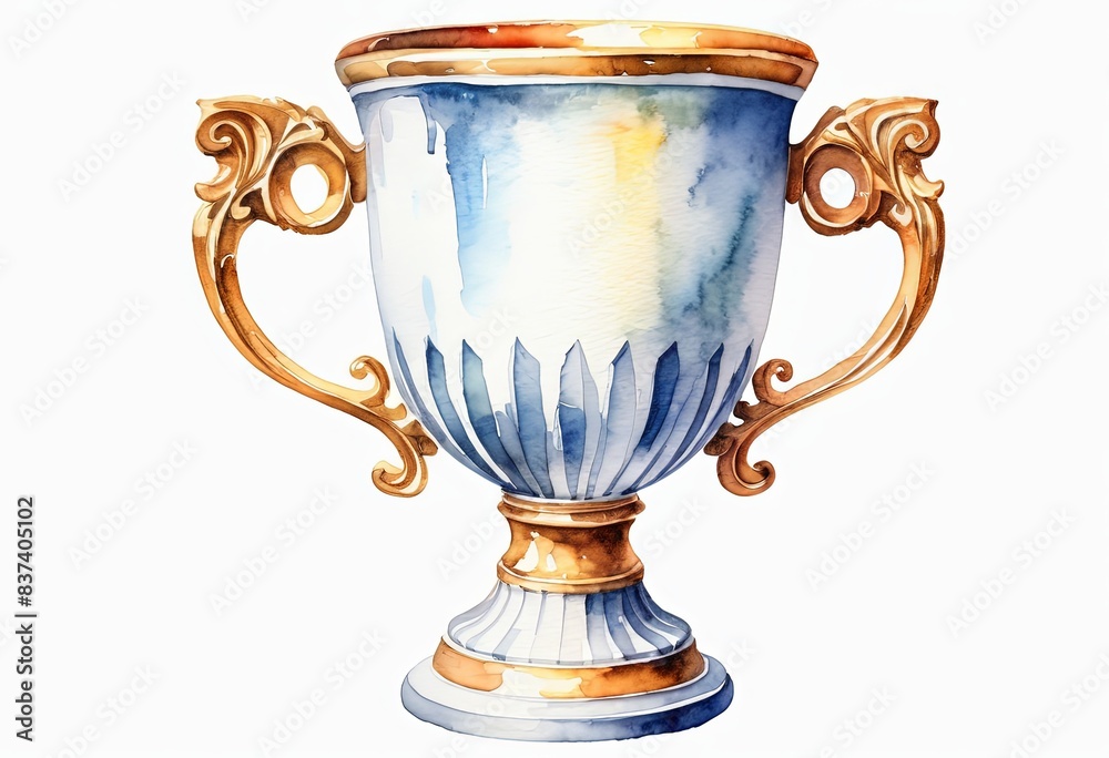 Watercolour drawing of a trophy cup on a white background Watercolour drawing of a trophy cup on a white background