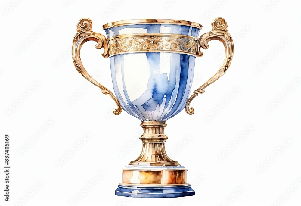 Watercolour drawing of a trophy cup on a white background Watercolour drawing of a trophy cup on a white background