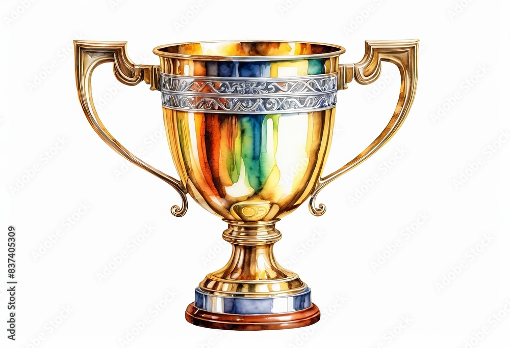Watercolour drawing of a trophy cup on a white background Watercolour drawing of a trophy cup on a white background