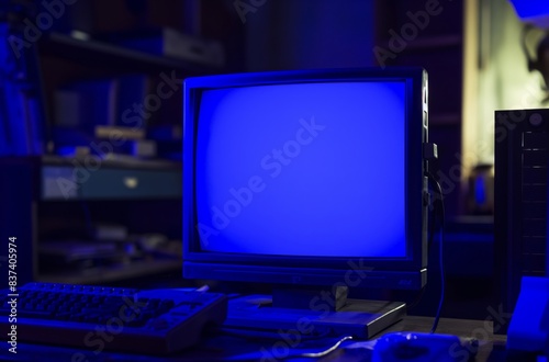 Computer screen with blue screen error photo