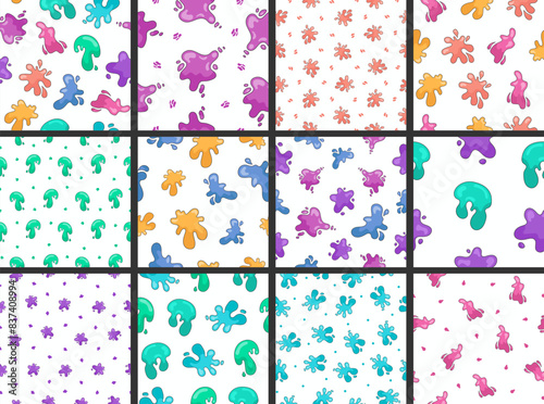 Splash colorful spot. Seamless pattern. Decorative fluid shape. Vector drawing. Collection of design ornaments.