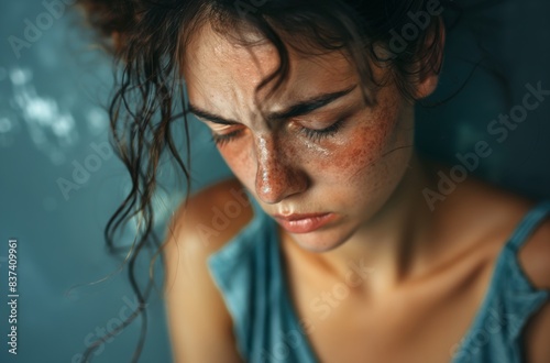 Woman with smeared makeup crying © Victoria