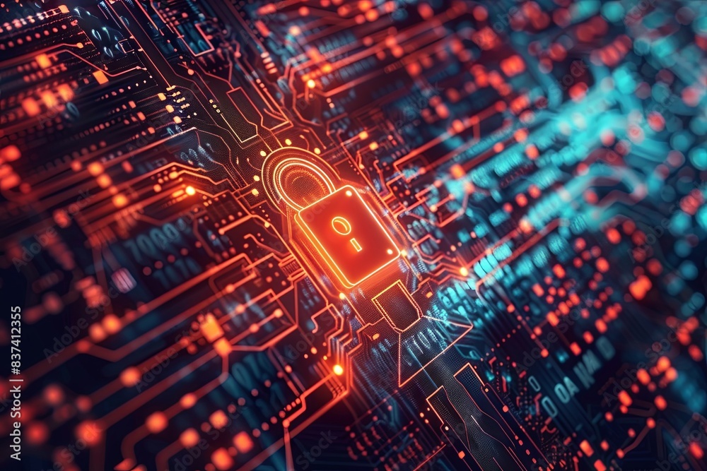 Cyber security concept. Blue lock symbol, point connecting network on blue background. Global connection Cyber security concept. Blue lock symbol, point connecting network on blue background. Global connection