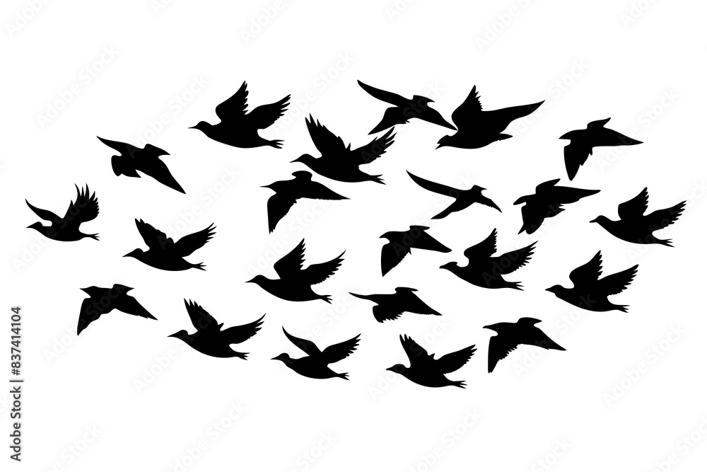 flock of birds silhouette vector illustration flock of birds silhouette vector illustration