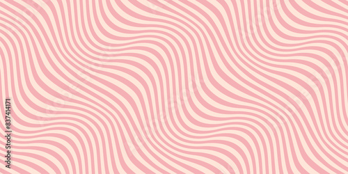 Pink diagonal wavy lines seamless pattern. Simple cute vector abstract liquid stripes background. Funky groovy texture with diagonal waves, fluid shapes, flow. Stylish repeated design for decor, print