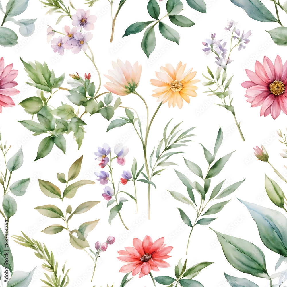 Floral and botanical illustrations of nature with flowers, leaves and plants. Floral and botanical illustrations of nature with flowers, leaves and plants.
