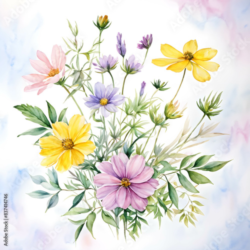 Floral and botanical illustrations of nature with flowers, leaves and plants.