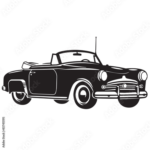 Convertible in cartoon, doodle style . Image for t-shirt, web, mobile apps and ui. Isolated 2d vector illustration in logo, icon, sketch style, Eps 10, black and white. AI Generative