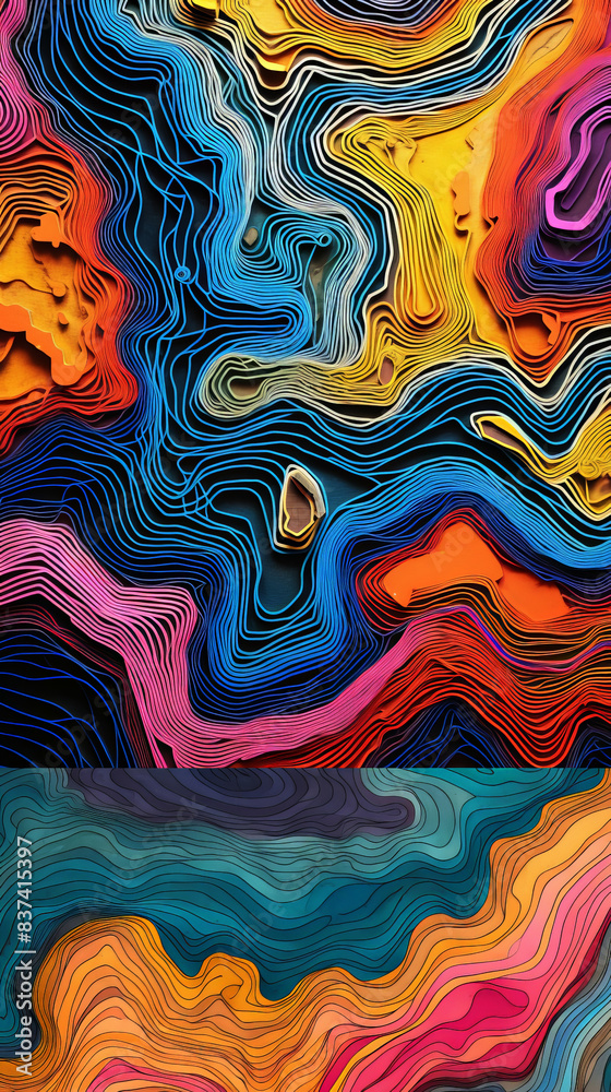 Wallpaper of a colored topographical map Wallpaper of a colored topographical map