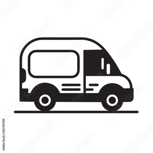 VAN in cartoon, doodle style . Image for t-shirt, web, mobile apps and ui. Isolated 2d vector illustration in logo, icon, sketch style, Eps 10, black and white. AI Generative