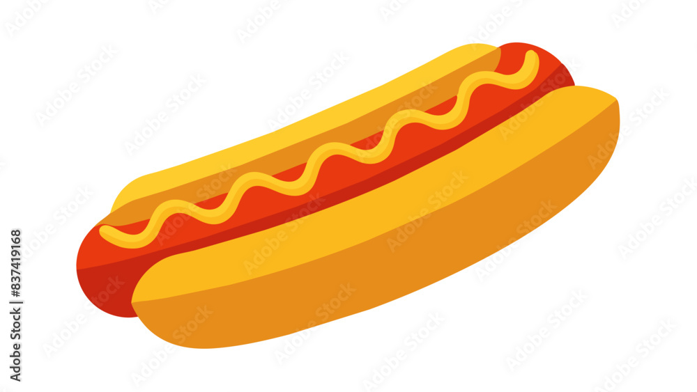 A hotdog with mustard. A hotdog with mustard.
