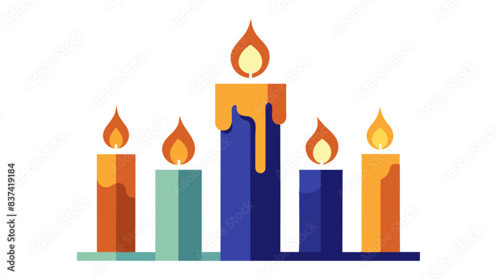 collection of candles with lit flames vector collection of candles with lit flames vector