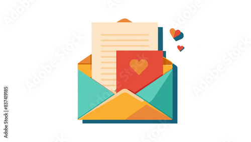 envelope with a heart seal and a letter, symbolizing affectionate communication