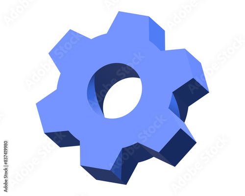 3d Gear icon blue color, gear wheel 3d icon. Cogwheel icon. Vector illustration