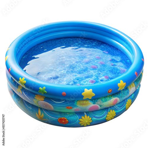 Inflatable Kiddie Pool Filled With Water on Transparent Background photo