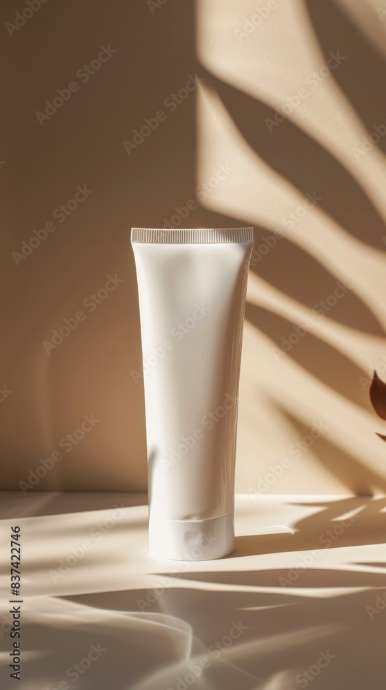 Photo of A tube of cream on an orange background, mockup template for branding presentation. Mockup solar cream. Photo of A tube of cream on an orange background, mockup template for branding presentation. Mockup solar cream.