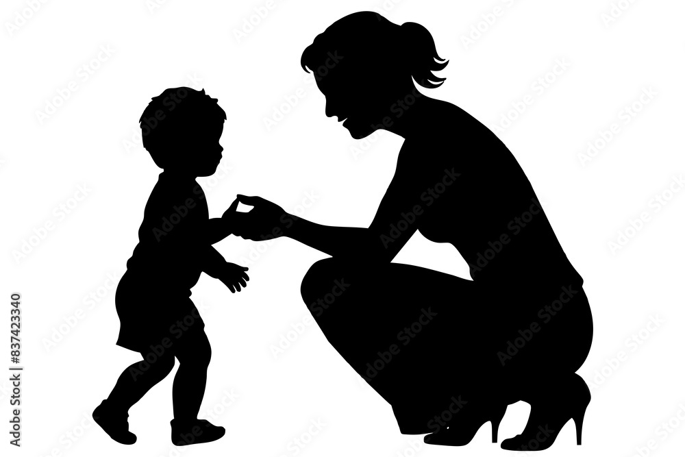 Mother and her child silhouette vector illustration Mother and her child silhouette vector illustration