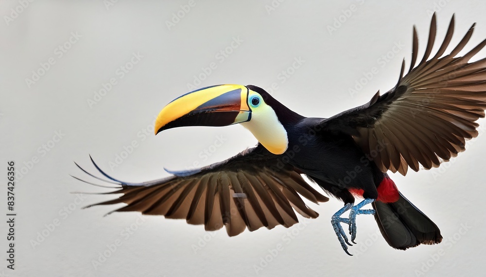 Obraz premium white or greyish throated toucan toucanet - Aulacorhynchus albivitta - a passerine bird in the toucan family Ramphastidae. It is found in Colombia, Ecuador, and Venezuela. isolated on white background