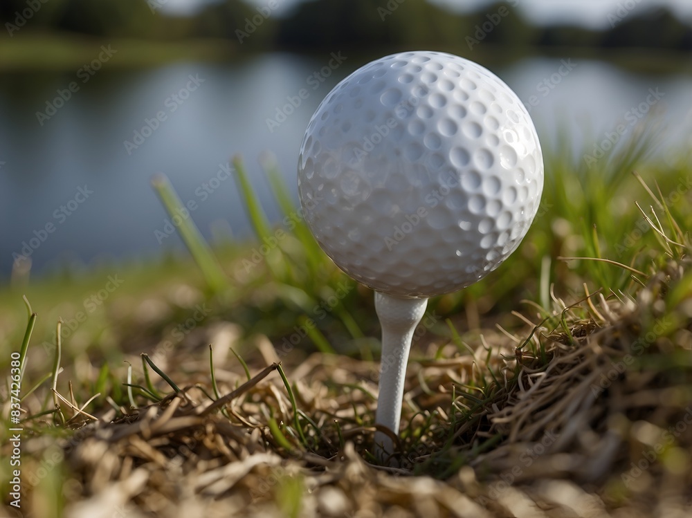 Close up photo of a white golf ball Close up photo of a white golf ball