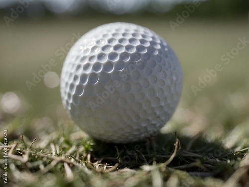 Close up photo of a white golf ball