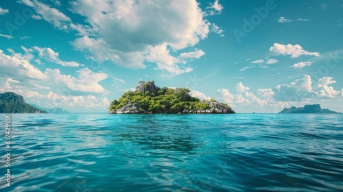 Small island in sea shore wallpaper background