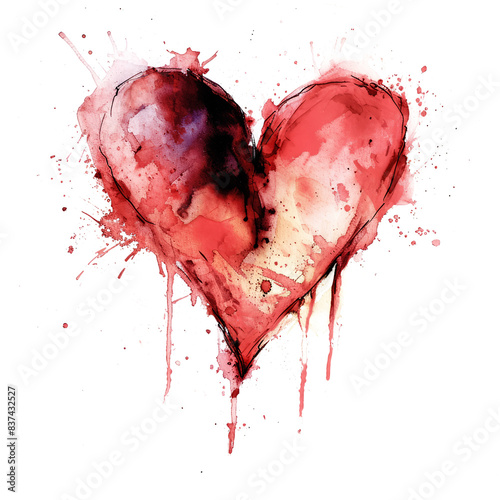 captivating watercolor heart.exquisite craftsmanship on a transparent canvas stunningly rendered watercolor heart, beautifully seamless on a transparent background