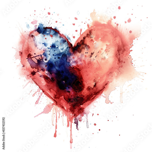 Watercolor Heart Illustration: Delicate and Dreamy Design on a Transparent Background for Creative Projects.