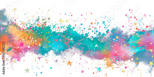 watercolor whimsy.starry splash garland on transparent background ethereal star dance: delicate watercolor splashes floating in transparency