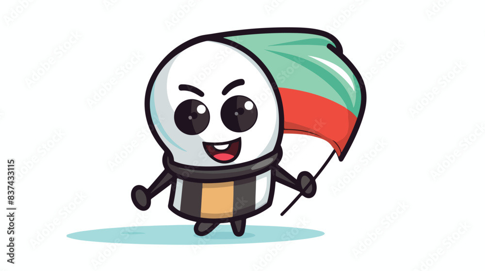 Uae flag badge mascot illustration isolated playing kite