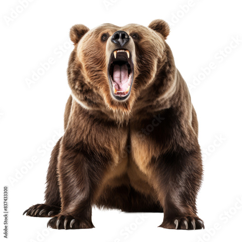 Majestic Grizzly Bear Isolated on Transparent Background: Capture the Wild Essence in High Definition.