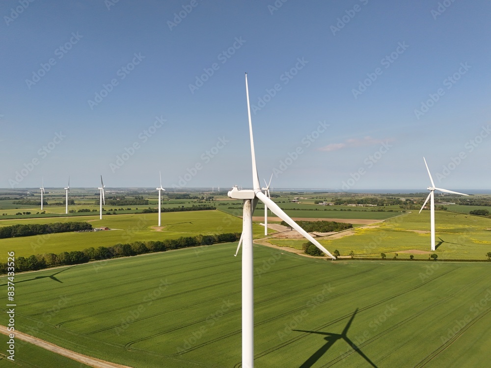 Lissett Airfield wind farm. industrial wind turbines producing green clean renewable energy. East Yorkshire Lissett Airfield wind farm. industrial wind turbines producing green clean renewable energy. East Yorkshire