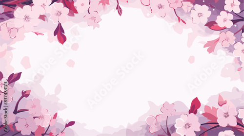 White sakura cherry blossom banner - purple pink flat