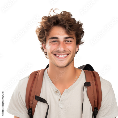Joyful University Student: A Captivating Portrait with Transparent Background, Ideal for Diverse Creative Projects