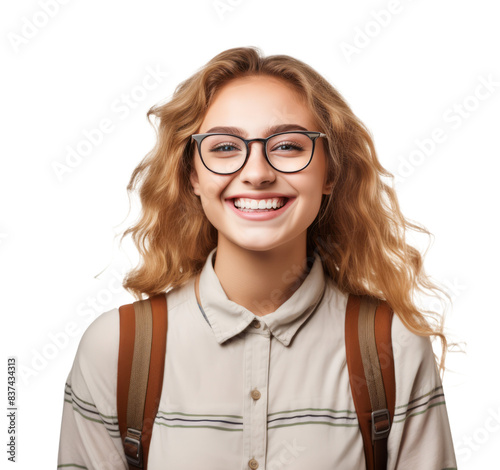 Joyful University Student: Capture the essence of academic happiness with this delightful image of a smiling student on a transparent background.