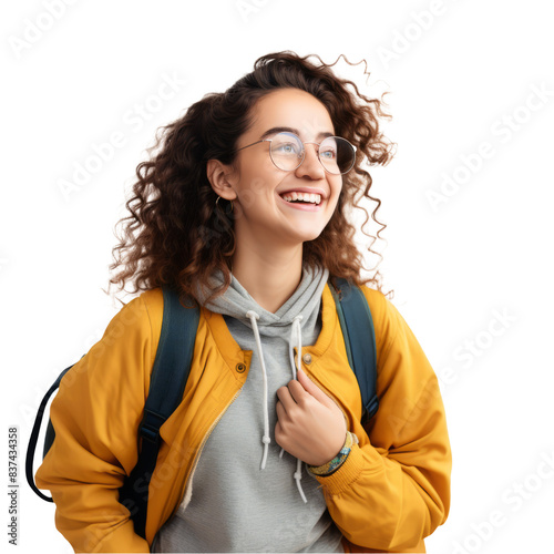 Radiant University Student: Joyful Expression and Academic Success, Isolated on Transparent Background