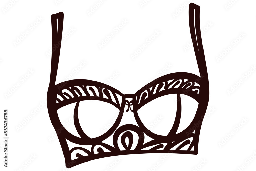 Line art drawing of an underwire bra in vector Line art drawing of an underwire bra in vector